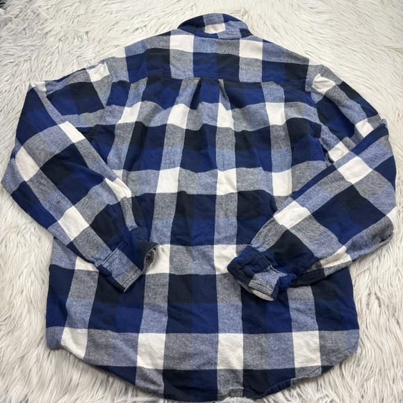 Woolrich Men's M Blue Buffalo Plaid Flannel Button Down Shirt Cabincore Fall - Picture 5 of 6